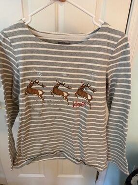 Joules Harbour Grey Reindeer Jersey Top - Women's US 10